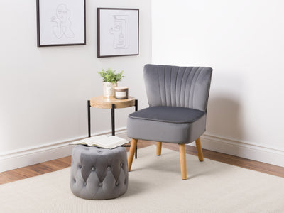 grey Small Round Ottoman Lynwood Collection lifestyle scene by CorLiving#color_lynwood-grey