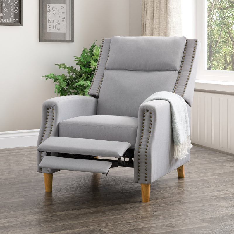 light grey Reclining Accent Chair Lynwood Collection lifestyle scene by CorLiving