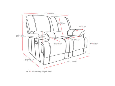 grey Reclining Loveseat Sofa Lea collection measurements diagram by CorLiving#color_grey