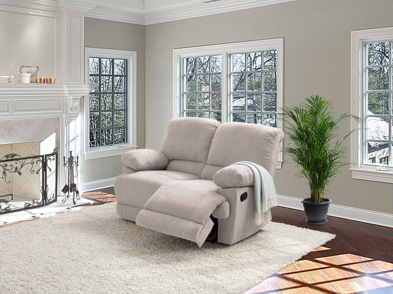 beige Reclining Loveseat Sofa Lea collection lifestyle scene by CorLiving