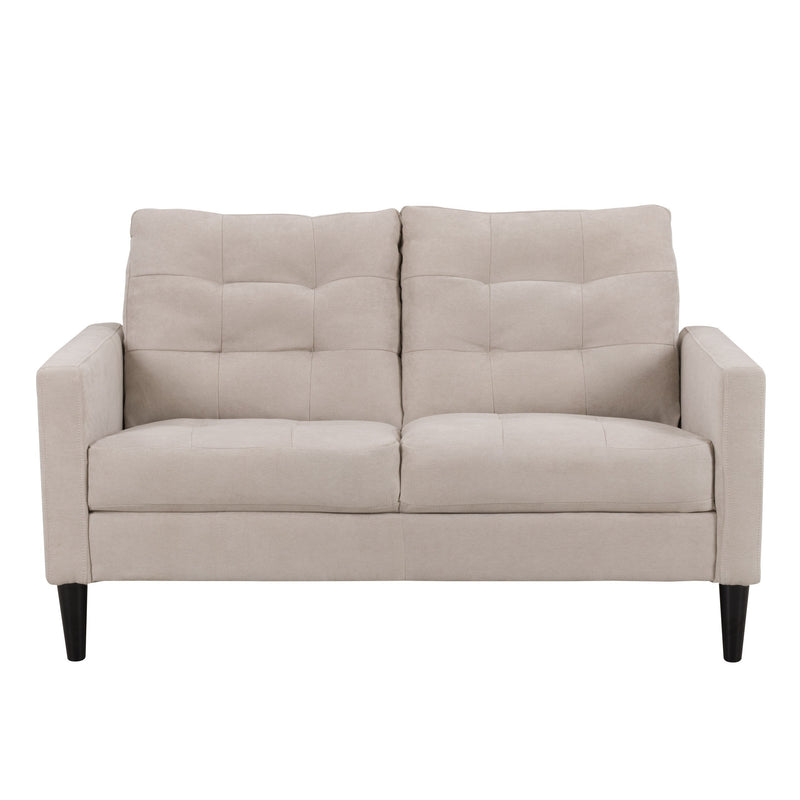 beige 3 Piece Sewn Panel Tufted Sofa Set with Wooden Legs CorLiving collection product image by CorLiving