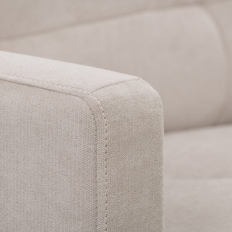 beige 3 Piece Sewn Panel Tufted Sofa Set with Wooden Legs CorLiving collection detail image by CorLiving