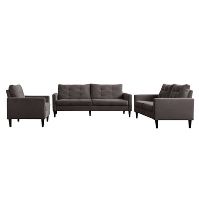 gray 3 Piece Sewn Panel Tufted Sofa Set with Wooden Legs CorLiving collection product image by CorLiving#color_gray