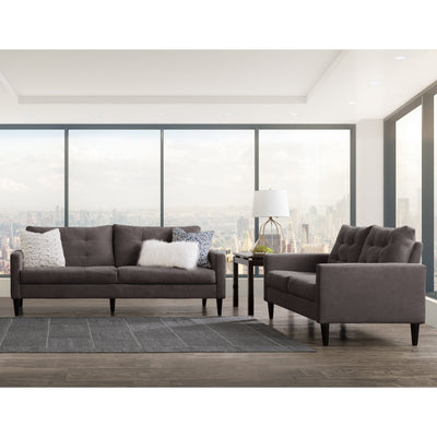 gray 2 Piece Sewn Panel Tufted Sofa Set with Wooden Legs CorLiving collection lifestyle scene by CorLiving#color_gray