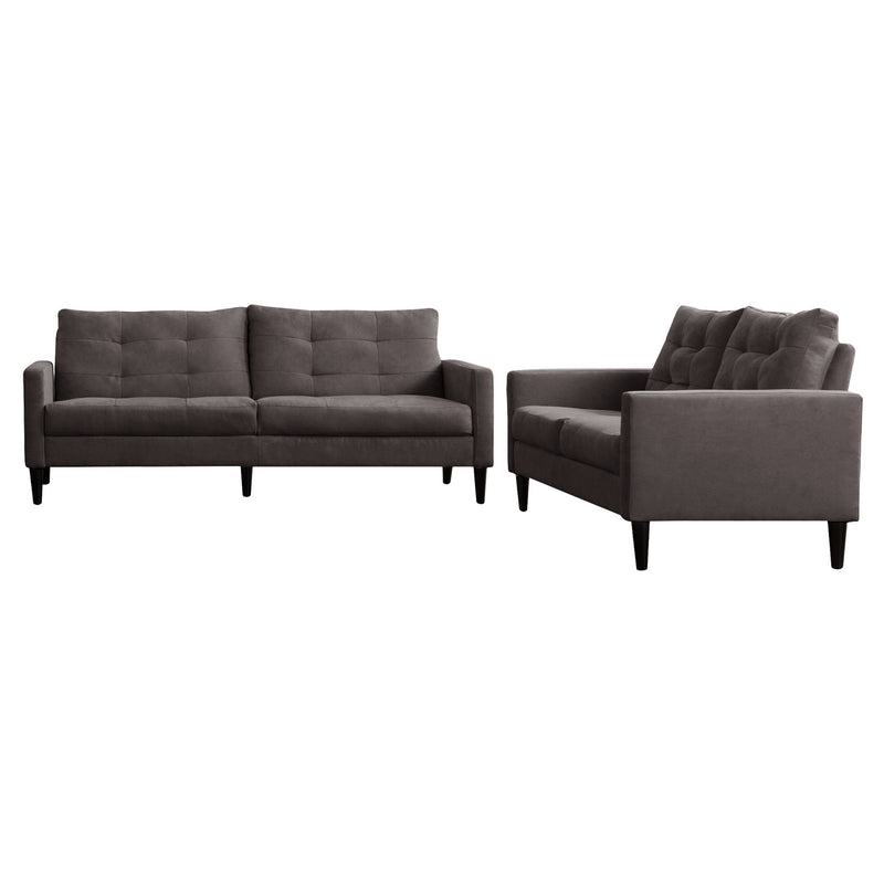 gray 2 Piece Sewn Panel Tufted Sofa Set with Wooden Legs CorLiving collection product image by CorLiving