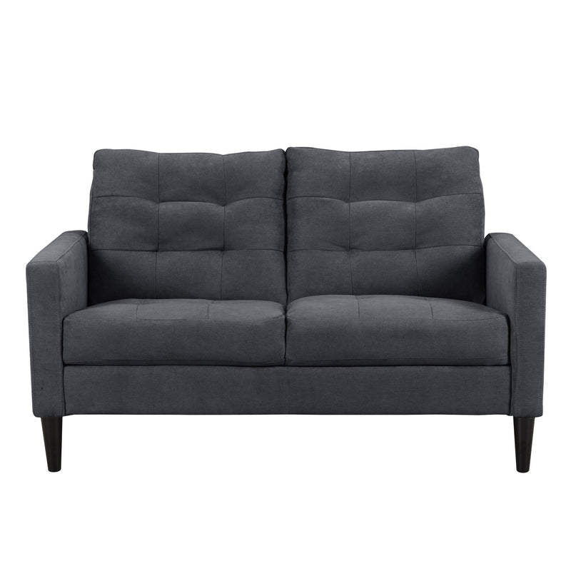 navy blue 2 Piece Sewn Panel Tufted Sofa Set with Wooden Legs CorLiving collection product image by CorLiving