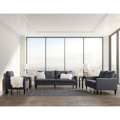 navy blue 3 Piece Sewn Panel Tufted Sofa Set with Wooden Legs CorLiving collection lifestyle scene by CorLiving#color_navy-blue