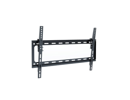 Black TV wall mount with adjustable arms, sleek design, and durable metal construction, suitable for flat-screen TVs, offering tilt and swivel features for optimal viewing angles.