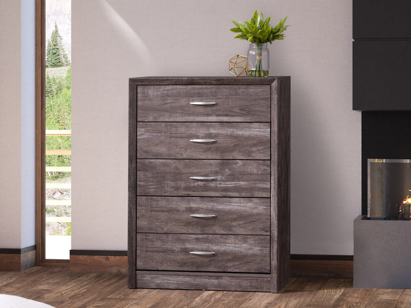 brown washed oak Tall Bedroom Dresser Newport Collection lifestyle scene by CorLiving