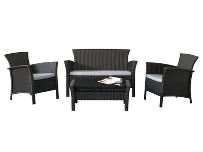 light grey Black Wicker Patio Set, 4pc Cascade Collection product image by CorLiving#color_light-grey