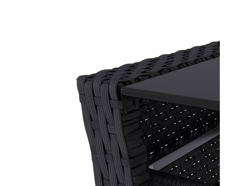 black Wicker Patio Set, 4pc Cascade Collection detail image by CorLiving