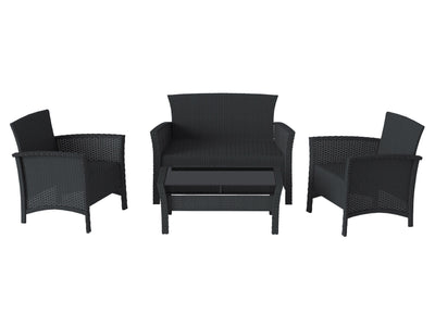 black Wicker Patio Set, 4pc Cascade Collection product image by CorLiving#color_black