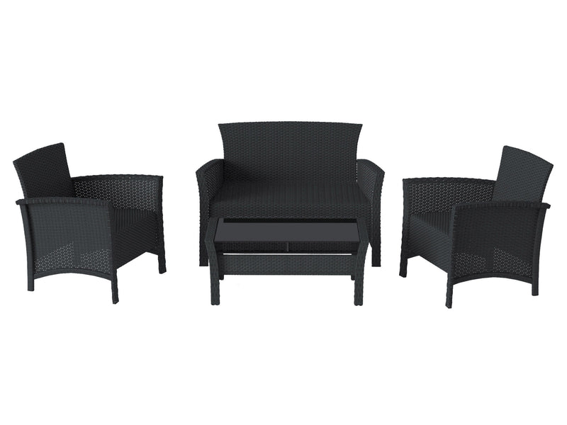 black Wicker Patio Set, 4pc Cascade Collection product image by CorLiving