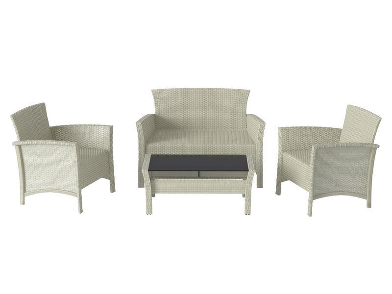 grey Wicker Patio Set, 4pc Cascade Collection product image by CorLiving