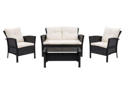 black and warm white Wicker Patio Set, 4pc Cascade Collection product image by CorLiving#color_black-and-warm-white