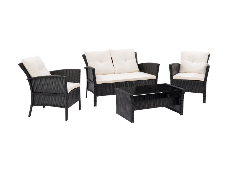 black and warm white Wicker Patio Set, 4pc Cascade Collection product image by CorLiving