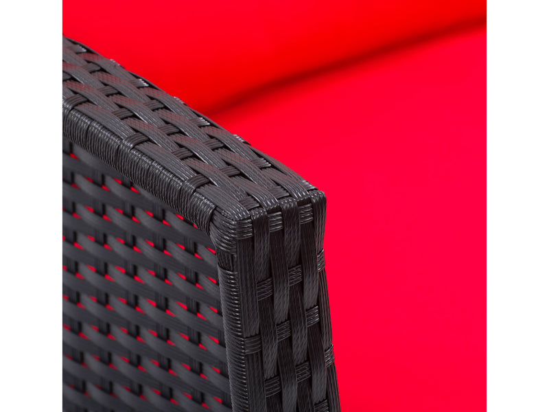 black and red Wicker Patio Set, 4pc Cascade Collection detail image by CorLiving