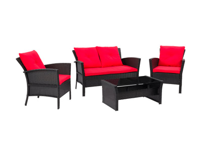 black and red Wicker Patio Set, 4pc Cascade Collection product image by CorLiving#color_black-and-red