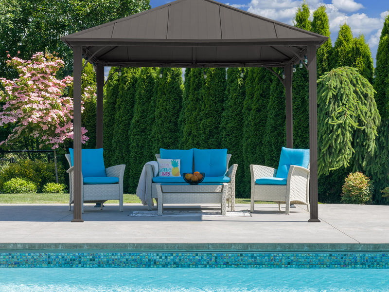 turquoise 4 Piece Wicker Patio Set Cascade Collection lifestyle scene by CorLiving