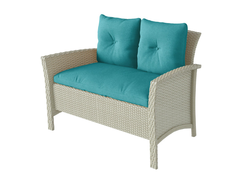 turquoise 4 Piece Wicker Patio Set Cascade Collection product image by CorLiving