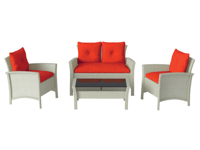 red 4 Piece Wicker Patio Set Cascade Collection product image by CorLiving#color_red
