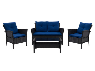 black and navy blue Wicker Patio Set, 4pc Cascade Collection product image by CorLiving#color_black-and-navy-blue