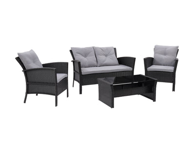 black and grey Wicker Patio Set, 4pc Cascade Collection product image by CorLiving#color_black-and-grey