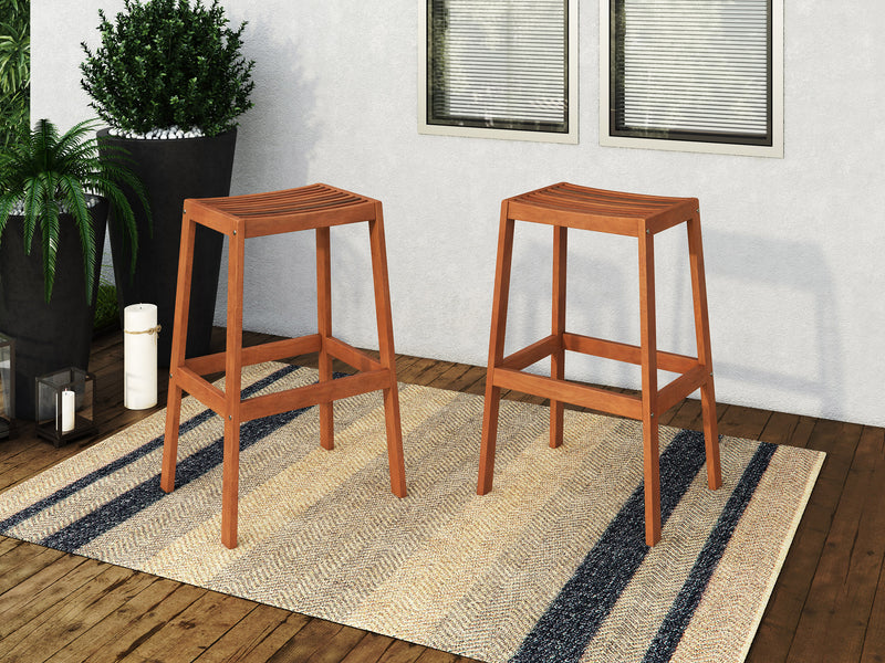 brown Natural Wood Bar Stools, Set of 2 Miramar Collection lifestyle scene by CorLiving
