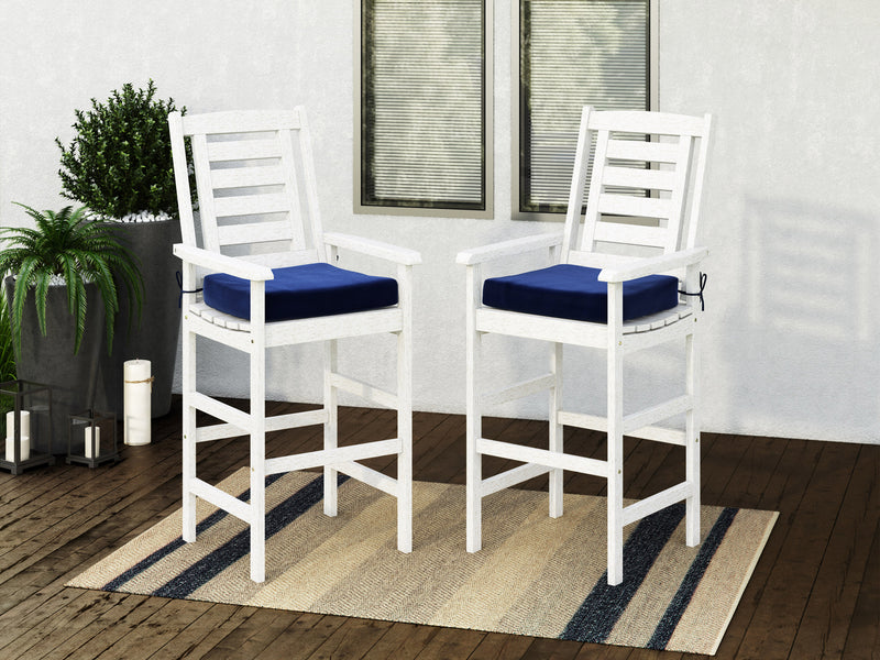 Miramar Washed White Wooden Bar Stools, Set of 2 Miramar Collection lifestyle scene by CorLiving