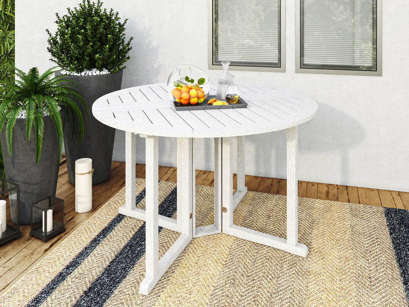 white Outdoor Drop Leaf Table Miramar Collection lifestyle scene by CorLiving