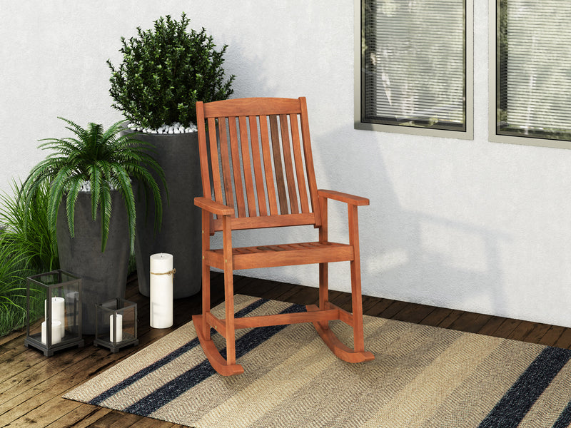 brown Outdoor Rocking Chair Miramar Collection lifestyle scene by CorLiving