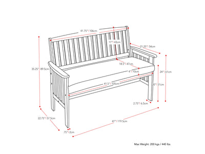 Miramar Brown Wooden Patio Set, 4pc Miramar Collection measurements diagram by CorLiving#color_miramar-brown