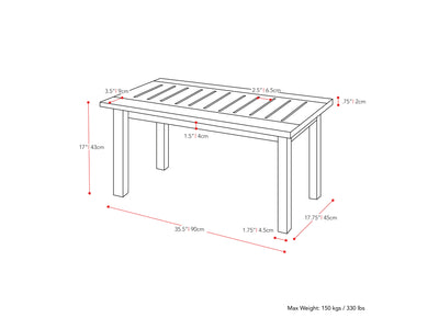 Miramar Brown Wooden Patio Set, 4pc Miramar Collection measurements diagram by CorLiving#color_miramar-brown