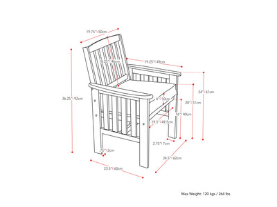 Miramar Washed White 3 Piece Patio Set Miramar Collection measurements diagram by CorLiving#color_miramar-washed-white