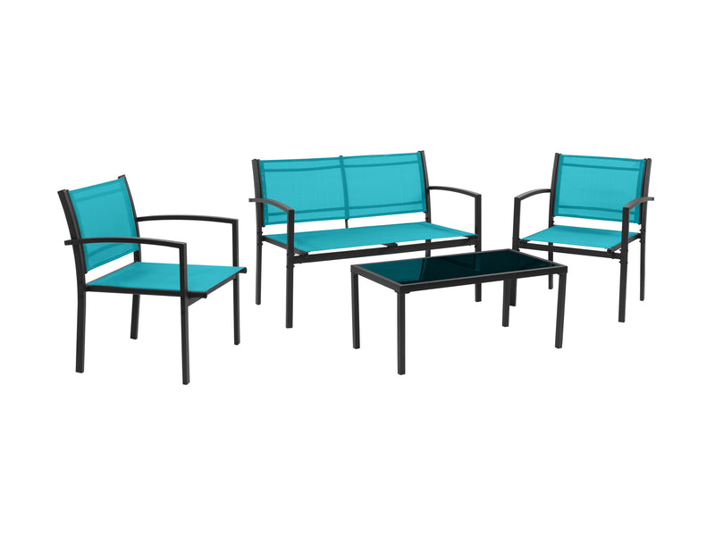 teal Metal Outdoor Conversation Set, 4pc Everett Collection product image by CorLiving