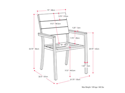 grey Patio Chairs, Set of 2 Gallant Collection measurements diagram by CorLiving#color_grey