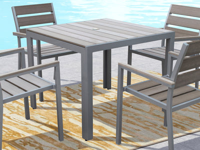 grey Square Outdoor Dining Table Gallant Collection lifestyle scene by CorLiving#color_grey