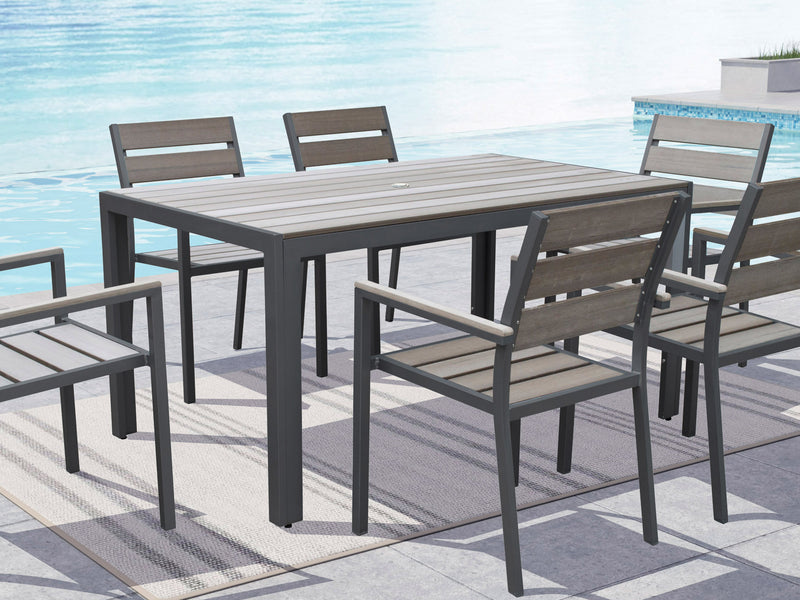 charcoal grey Rectangle Outdoor Dining Table Gallant Collection lifestyle scene by CorLiving