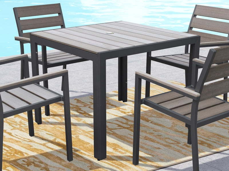 charcoal grey Square Outdoor Dining Table Gallant Collection lifestyle scene by CorLiving