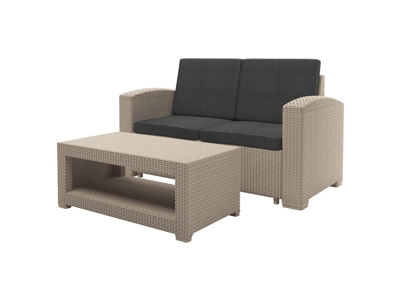 black and beige weave Outdoor Wicker Loveseat Adelaide Collection product image by CorLiving