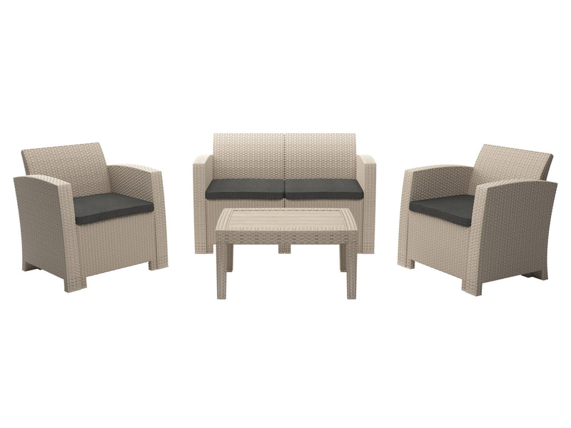 black and beige weave Outdoor Conversation Set, 4pc Adelaide Collection product image by CorLiving