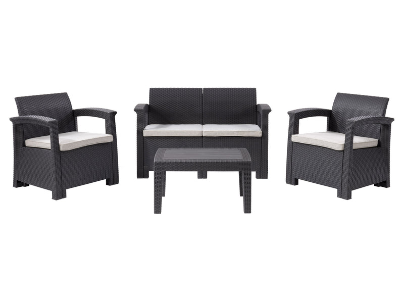 black and grey Patio Conversation Set, 4pc Lake Front Collection product image by CorLiving