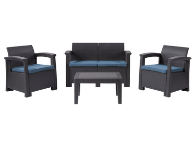 black and blue Patio Conversation Set, 4pc Lake Front Collection product image by CorLiving#color_black-and-blue
