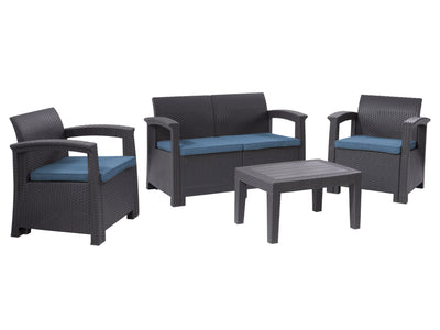 black and blue Patio Conversation Set, 4pc Lake Front Collection product image by CorLiving#color_black-and-blue