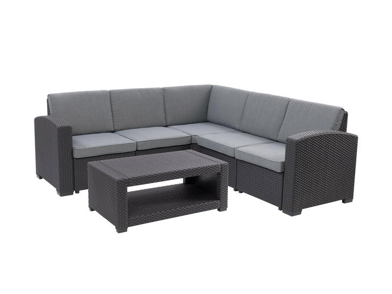 black and grey Outdoor Wicker Sectional Set, 6pc Lake Front Collection product image by CorLiving