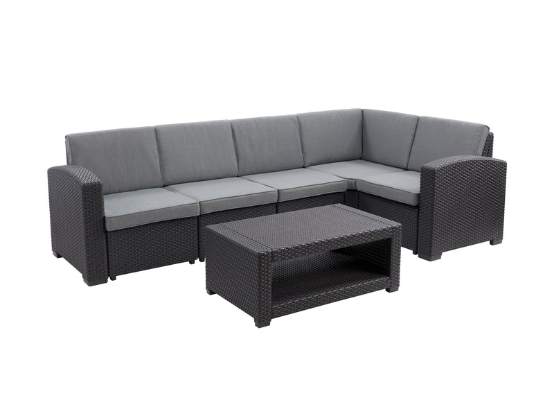 black and grey Outdoor Wicker Sectional Set, 6pc Lake Front Collection product image by CorLiving