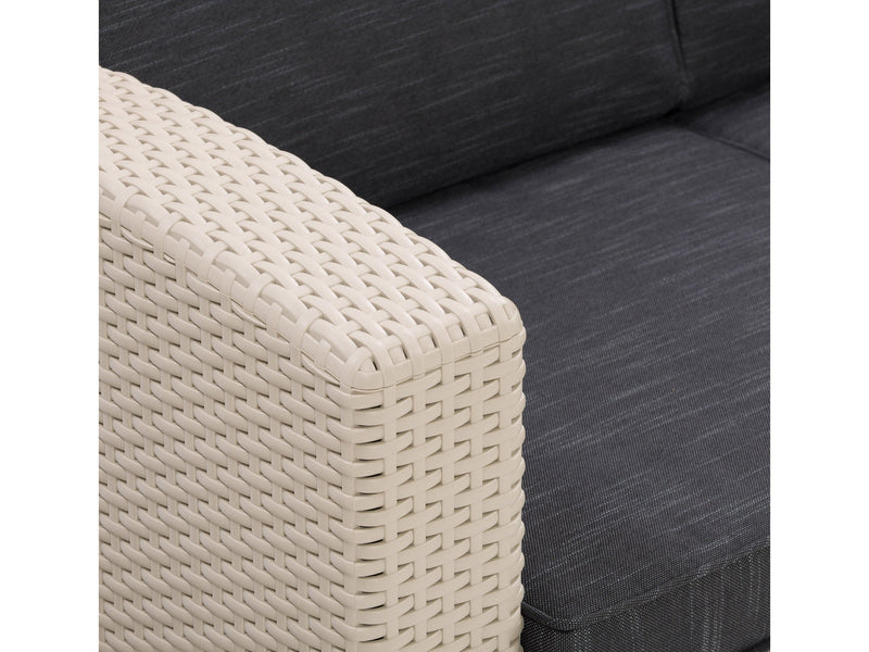 beige and black Outdoor Wicker Sectional Set, 6pc Lake Front Collection detail image by CorLiving