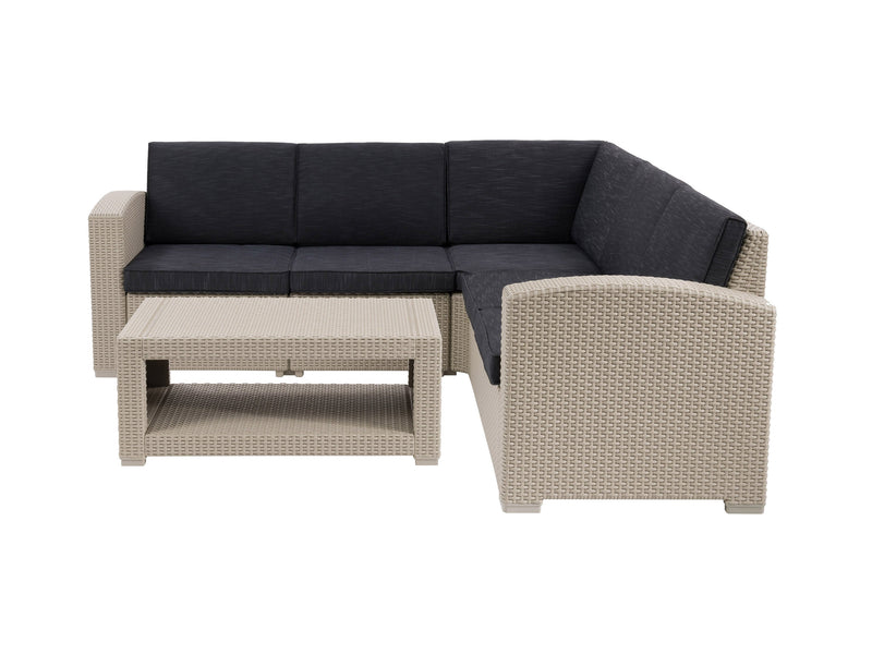 black and beige Outdoor Wicker Sectional Set, 6pc Lake Front Collection product image by CorLiving