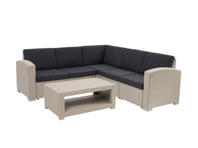 beige and black Outdoor Wicker Sectional Set, 6pc Lake Front Collection product image by CorLiving#color_beige-and-black