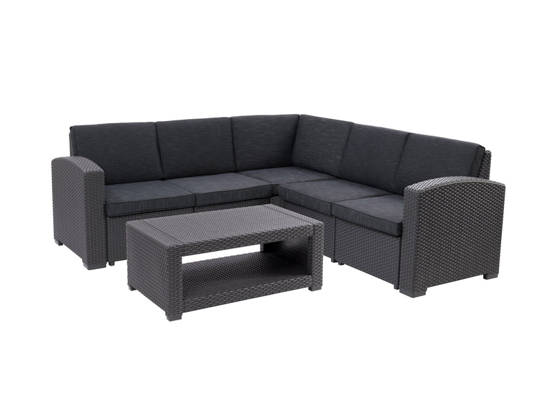 black Outdoor Wicker Sectional Set, 6pc Lake Front Collection product image by CorLiving